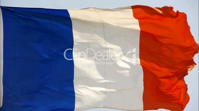 France flag is fluttering in wind.