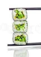 Sushi Roll (Kappa maki roll) on a white background