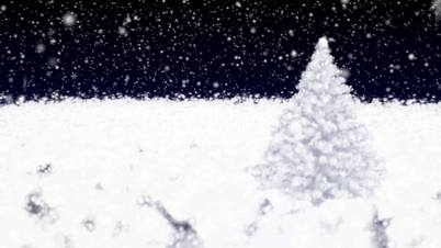 Christmas fur-tree and falling snow