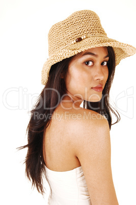 Girl with straw hat.