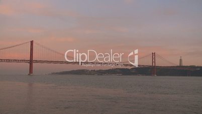 Bridge boats  sunset Lisbon time lapse
