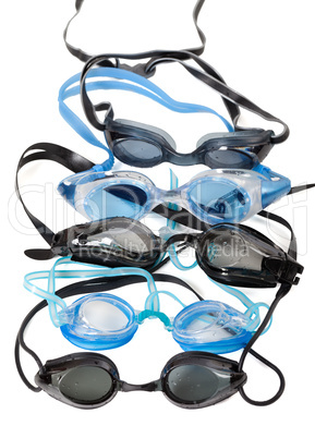 Goggles for swimming with water drops