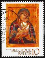 Postage stamp Belgium 1991 Icon of Madonna and Child, Christmas