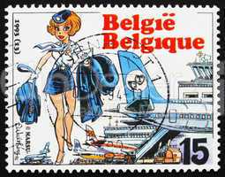 Postage stamp Belgium 1993 Air Hostess Natacha, by Francois Walt