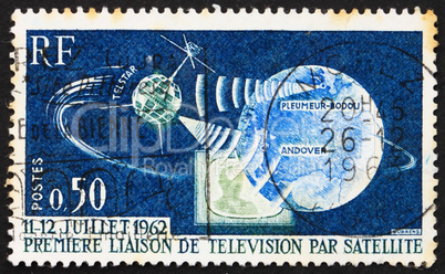 Postage stamp France 1962 Telstar, Earth and Television