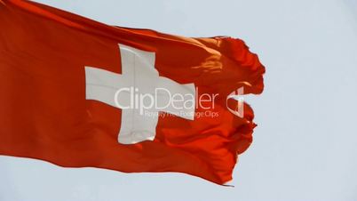 Switzerland flag is fluttering in wind.