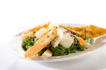 Greek style salad with garlic bread