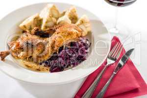 Roasted duck with cabbage and dumpling