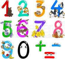numbers with cartoon animals