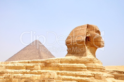 Sphinx and pyramid in Cairo,Egypt