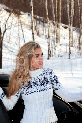 Young woman in the car