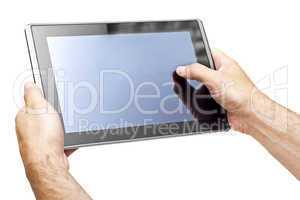 Tablet PCs in the hands of men