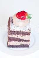 beautiful cake with strawberry on a white background