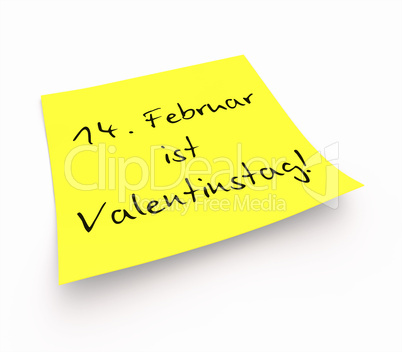 Notizzettel - 14. Februar ist Valentinstag!