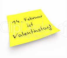 Notizzettel - 14. Februar ist Valentinstag!