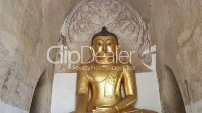 Gold Buddha inside pagoda in Bagan