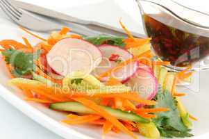 Salad with carrot, cucumber and radish