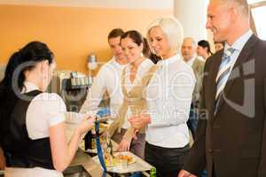 Cafeteria cashier woman check guest list