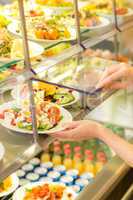 Buffet self service canteen display fresh salad