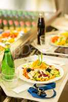 Canteen serving tray healthy food fresh salad