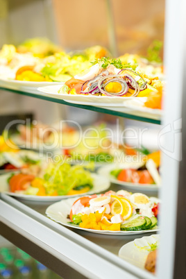 Self service buffet fresh healthy salad selection