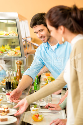 Dessert selection at cafeteria self-service buffet