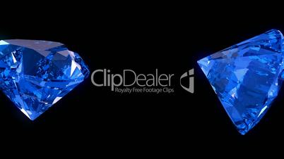 Loopable blue heart cut diamonds flow with slow motion