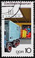 Postage stamp GDR 1978 Loading Container on Truck
