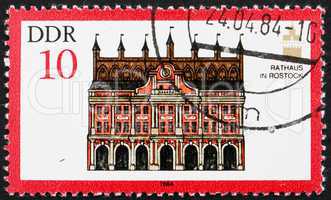 Postage stamp GDR 1984 Town Hall, Rostock