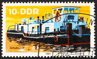 Postage stamp GDR 1981 Tugboat, River Boat