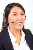 businesswoman with headset microphone