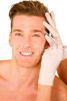young man doing botox injections