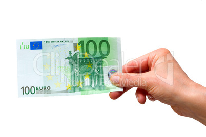 hand holding 100 euro