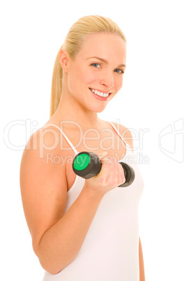 woman lifts weights