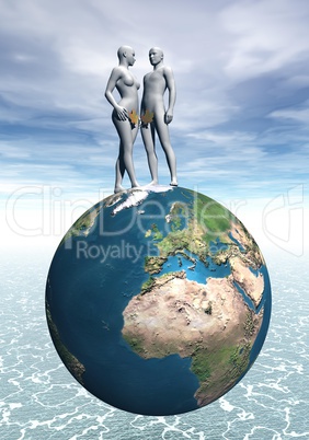 Adam and Eve upon the earth