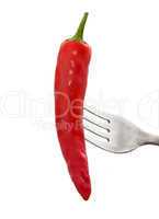 Red Chili Pepper On A Fork