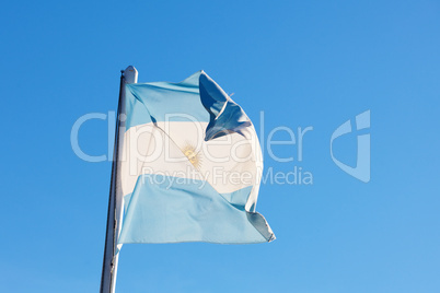 Flag of Argentina against the blue sky