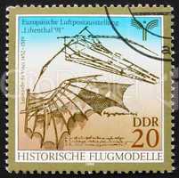 Postage stamp GDR 1990 Flying Machine by Leonardo da Vinci