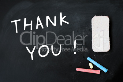 Thank you written on a blackboard