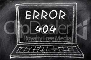 Error 404 on a blackboard background