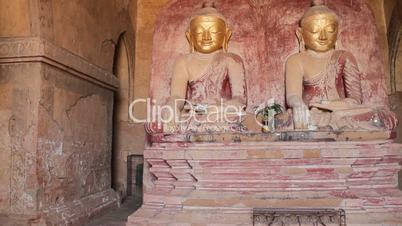 Buddhas inside pagoda in Bagan