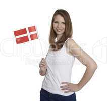 Woman shows danish Flag