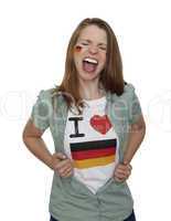 Fan mit Deutschland T-shirt schreit