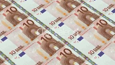 10 euro bills,Printing Money Animation.