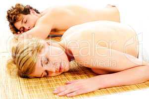 Attractive young couple at spa