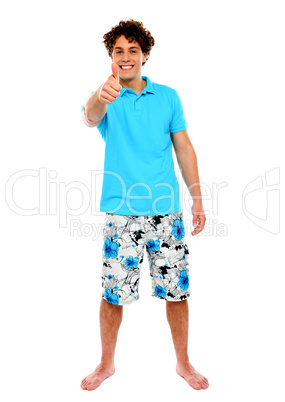 Thumbs-up from a casual guy