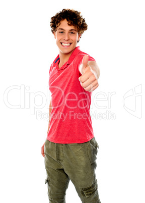 Smart guy standing with thumbs-up