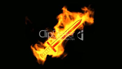fire sword sign,burning ancient arms.
