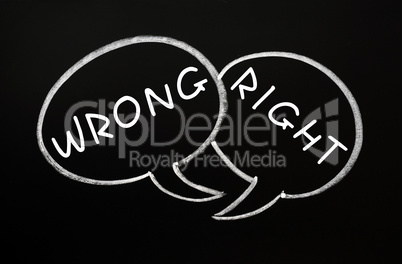 Speech bubbles for Right and Wrong