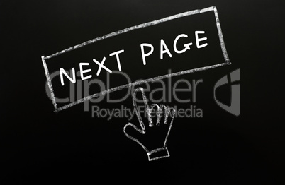 "Next Page" button with a cursor hand